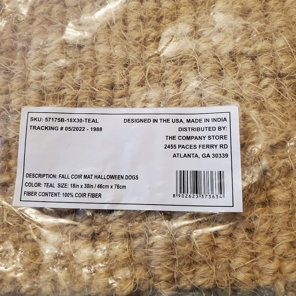 The Company Store Fall Coir Mat - Halloween Dogs - teal